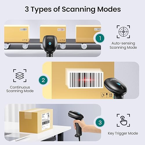 Miniatura 4 de Escáner de código de barras con soporte, escáner de código QR 2D 1D de inventario con cable USB, compatible con computadora POS MAC con escaneo
