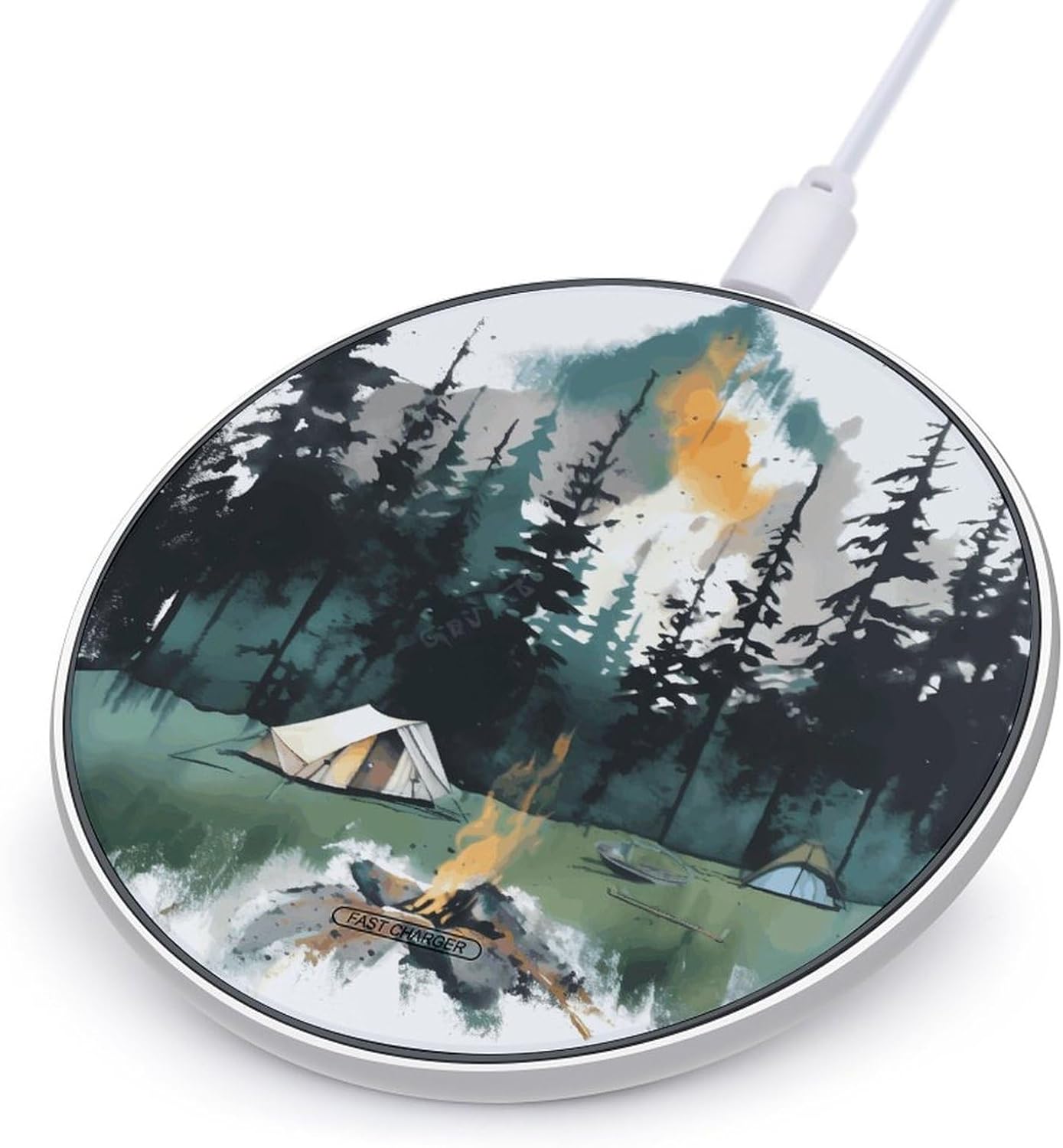 Wilderness Nature Camping Wireless Charging Pad with USB Cable 10W Magnetic Wireless Charger Fast Charging Pad Portable Slim Charger Puck Lightweight Travel Chargings Station