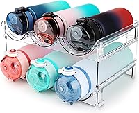 SPOSPO Stackable Water Bottle Organizer for Cabinet, 2 Pack Storage Rack Holder, Space-Saving Kitchen Pantry Fridge Organizer