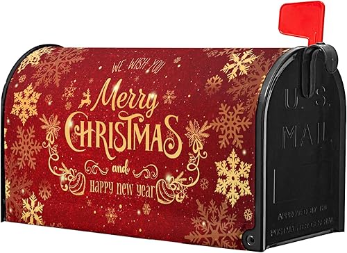 Miniatura 3 de Funda magnética para buzón de Navidad, tamaño estándar de 18 x 21 pulgadas, diseño de copos de nieve de invierno, decoración de Navidad, fundas