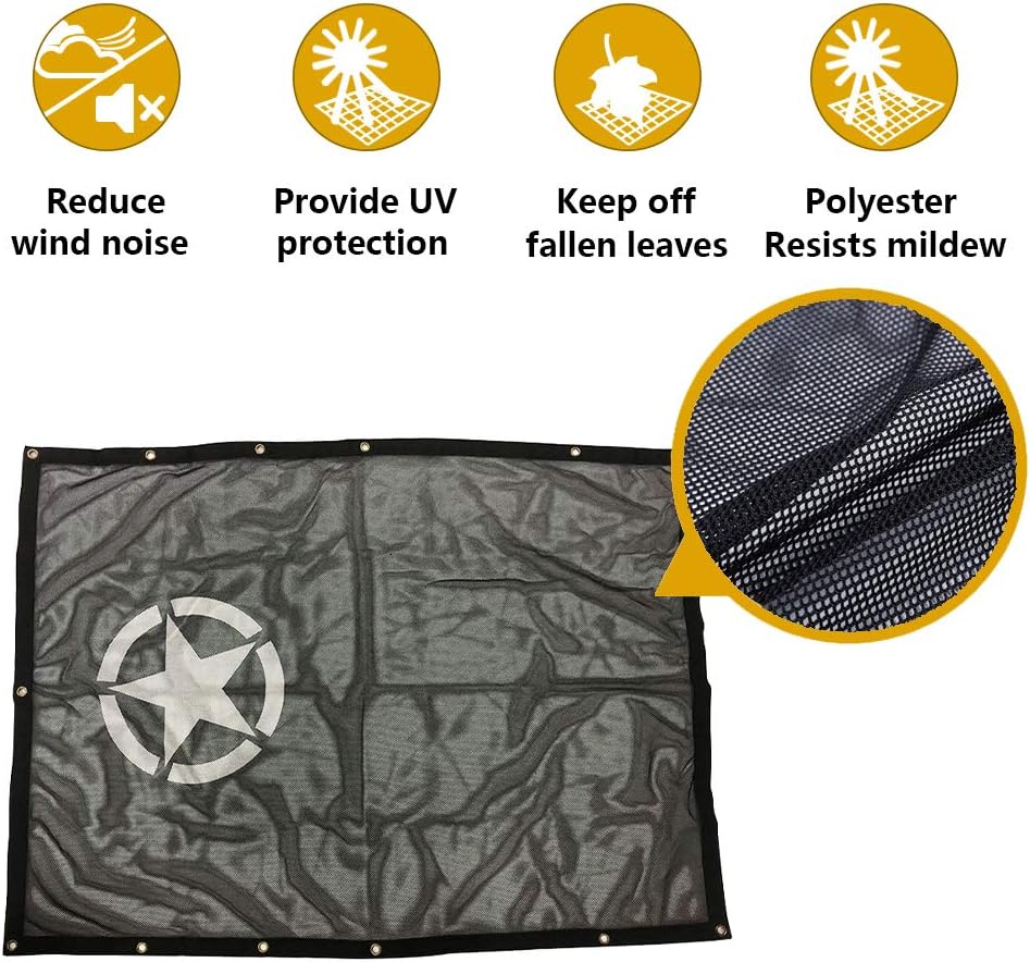sukemichi TJ Bikini Top Sunshade Mesh Top for Jeep Wrangler TJ Accessories 1997-2006, Blocks UV, Wind, Noise, Star
