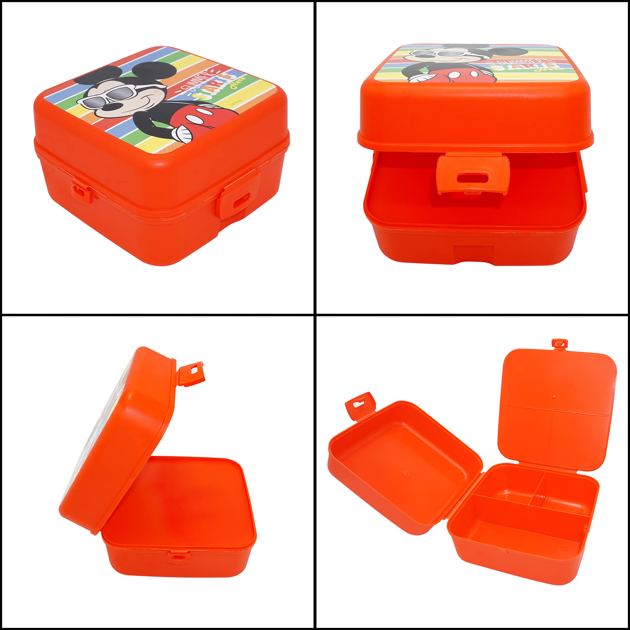 Boite A Pique Nique Enfant Stor - Boîte Repas Mickey (4 Compartiments) - Sans BPA - Pour Enfants Boite A Lunch Enfant