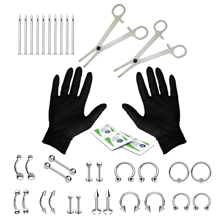 Buy 36PC Body Piercing Kit Belly Button Navel Nose Septum Tragus Ear