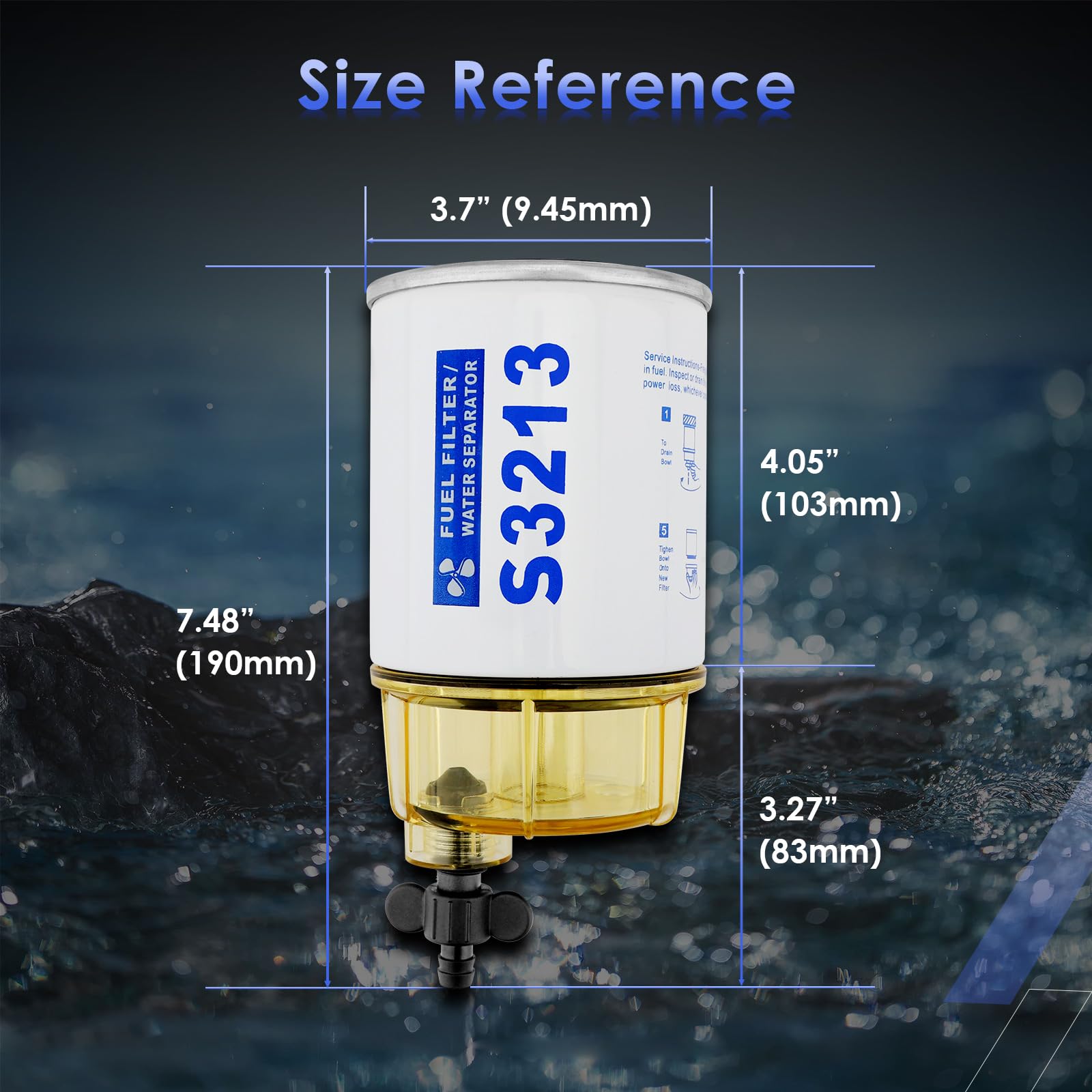 Marine Sources フィルター 透明 Amazon.com: S3213 Fuel Filter Marine Water Separator with
