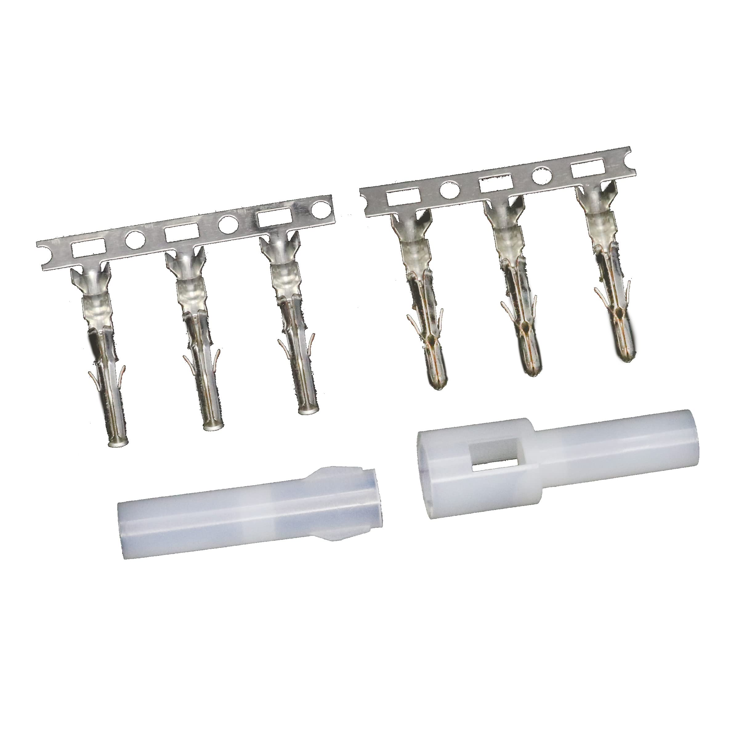 Komodo Electronics 1.58 Single-pin Wire-to-Wire Crimp Connector Plug + Socket + Crimps, Pack of 10, Compatible With Molex 1625 / Standard .062"