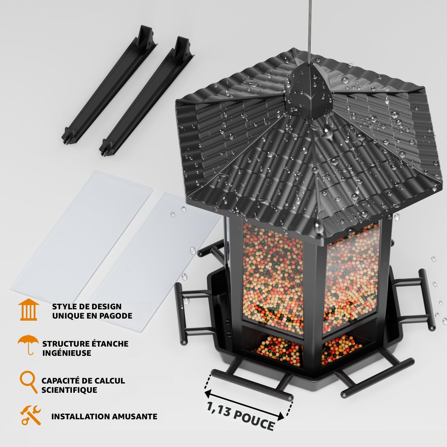 Lot De 2 Mangeoires à Oiseaux à Suspendre Pour L'extérieur, Design