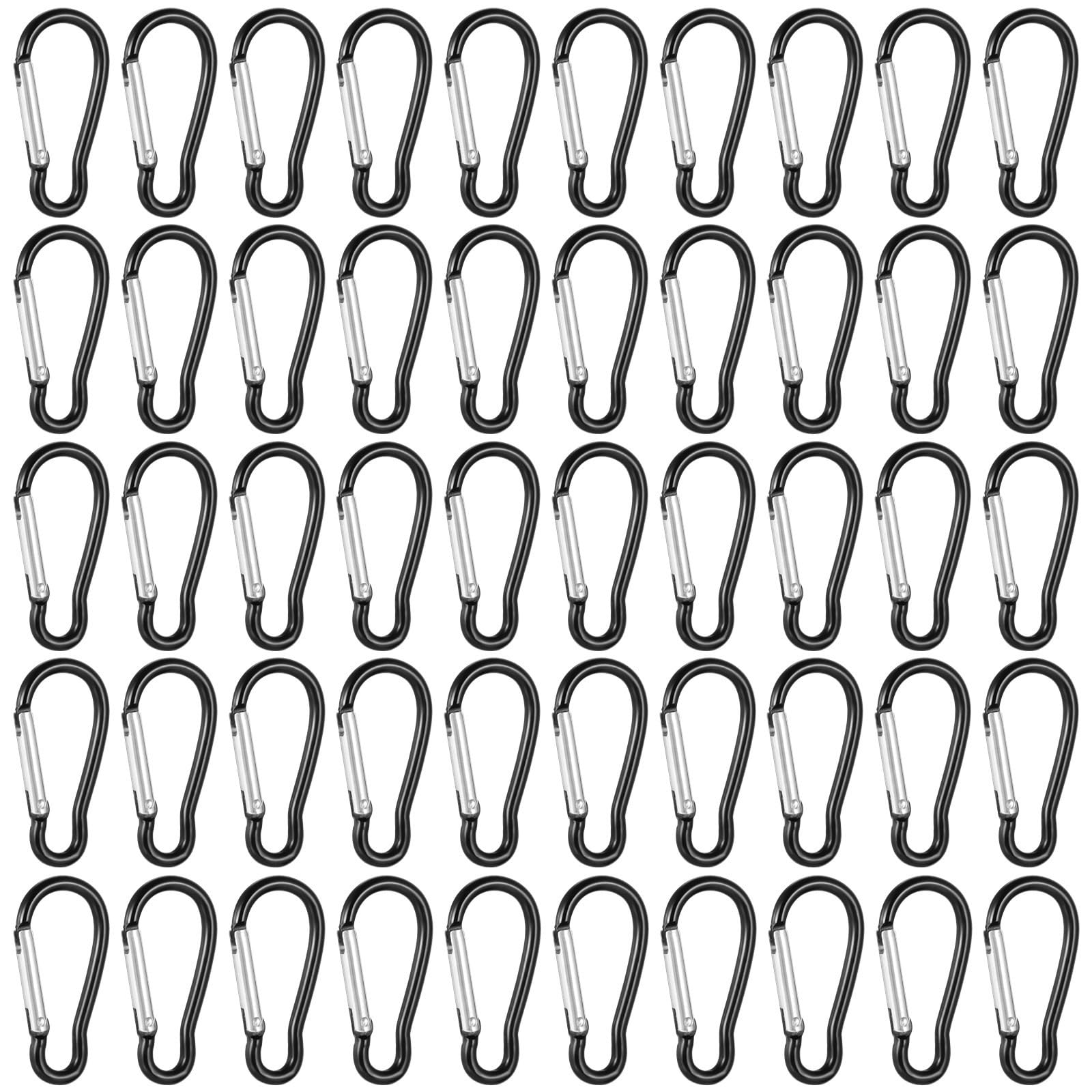 Lot de 200 petits mousquetons en forme de D en aluminium avec ressort pour la randonnée, la pêche et le camping