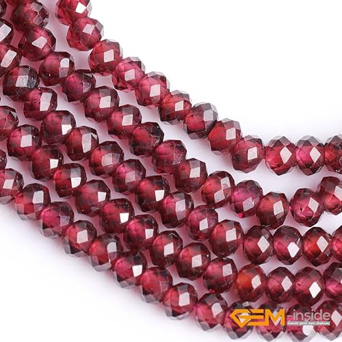 Vista 3 de GEM-Inside - Cuentas espaciadoras facetadas de granate rojo natural de 0.079 x 0.118 in para fabricación de joyas, 15 pulgadas