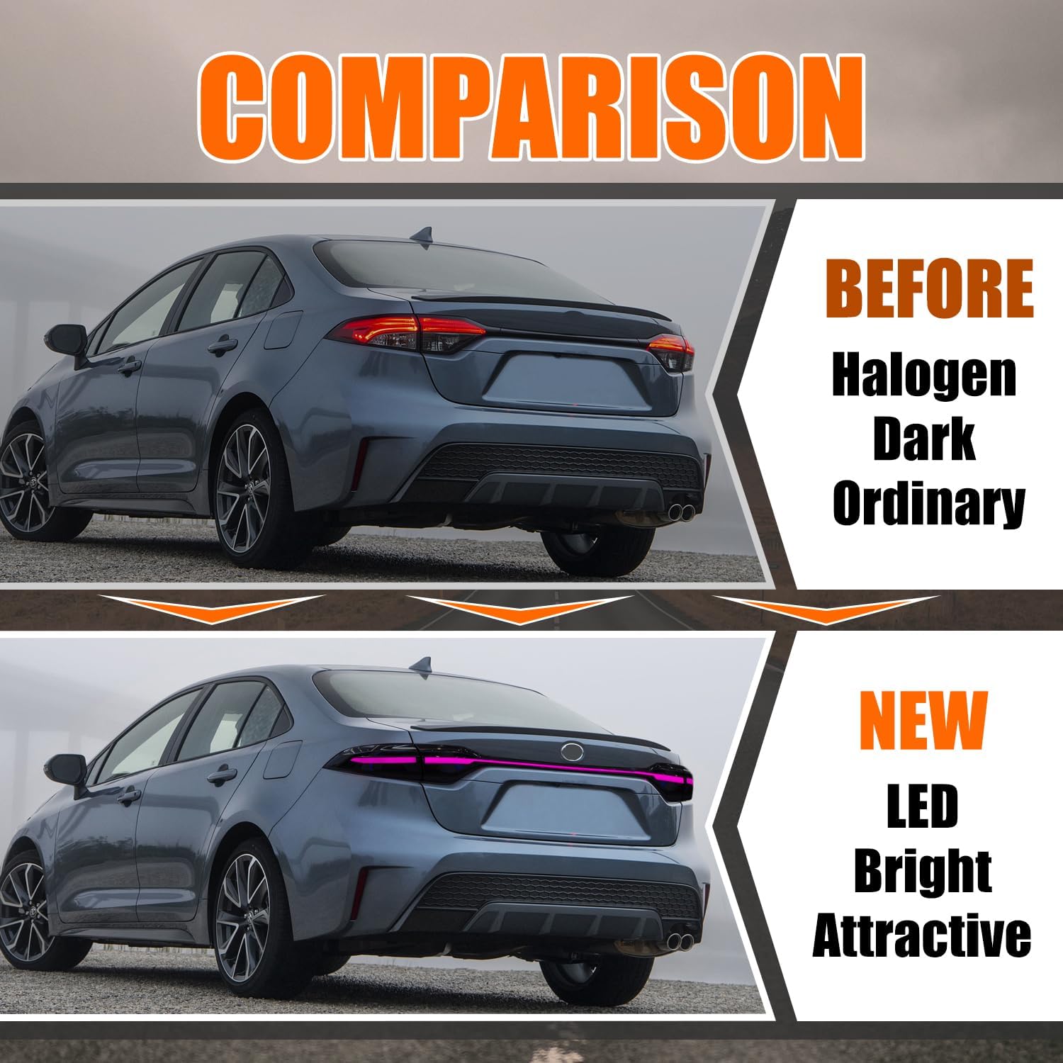 RGB LED Tail Lights for Toyota Corolla 2020-2024 Taillight Assembly with Tailgate Light/RGB DRL/Start up Animation/Sequential Turning Signal/Driver & Passenger Side Rear Lamp