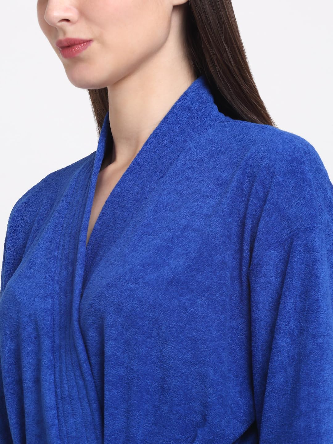 CREEVA Everyday Unisex Micro Terry Bathrobe Collection With kimono collar and 1 Pocket, 3/4 Sleeve Bath Robe Super Soft Light Weight - Turkish Blue - Image 5 thumbnail