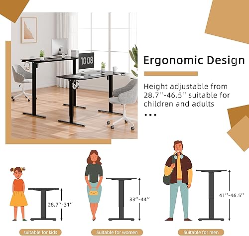 Vista 109 de Meilocar - Escritorio eléctrico de pie ajustable en altura, escritorio para computadora con controlador de memoria, estación de trabajo de oficina