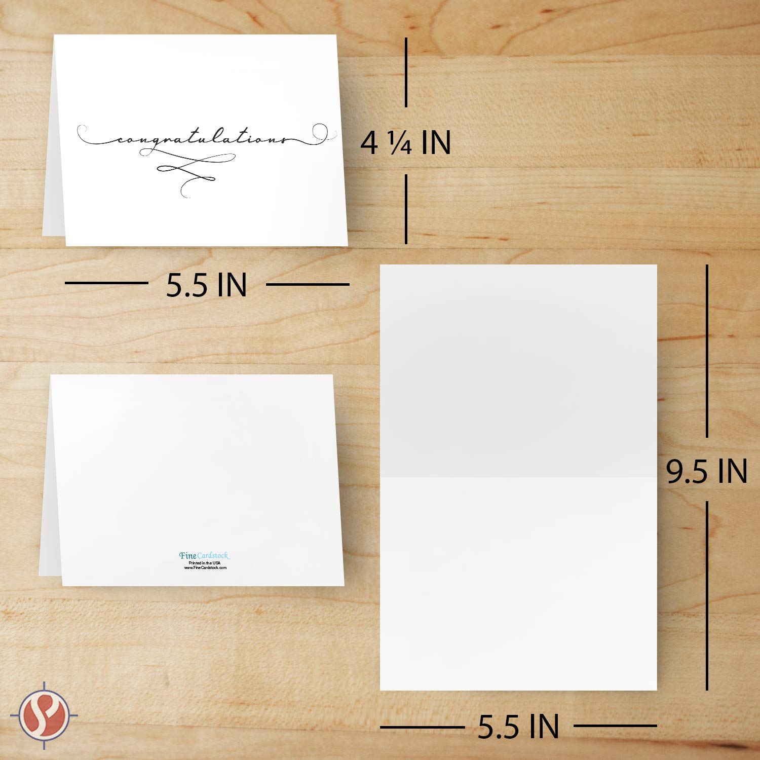 Tarjetas de felicitaciones con sobres, interior en blanco – tamaño de la tarjeta: 4.25" x 5.5" plegado | 25 tarjetas de felicitación y 25 sobres por paquete