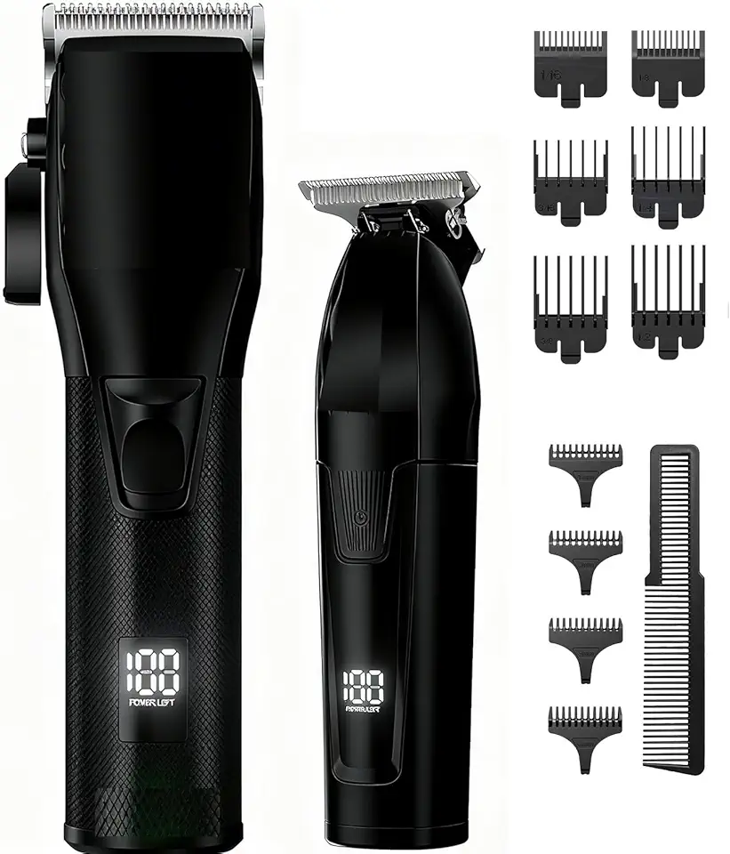 Professional Hair Clippers For Men Beard Trimmers Set Grooming Kit With Lcd Display Cordless Electric Trimmers Gift For Men Women Barber Kid Black