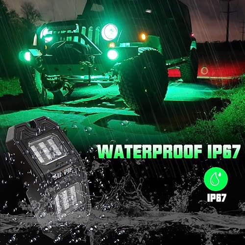 Miniatura 3 de SUNPIE Gran angular 8 cápsulas de luces LED verdes para todoterreno, camión, automóvil, ATV, UTV, SUV, motocicleta, debajo del cuerpo, lámpara de