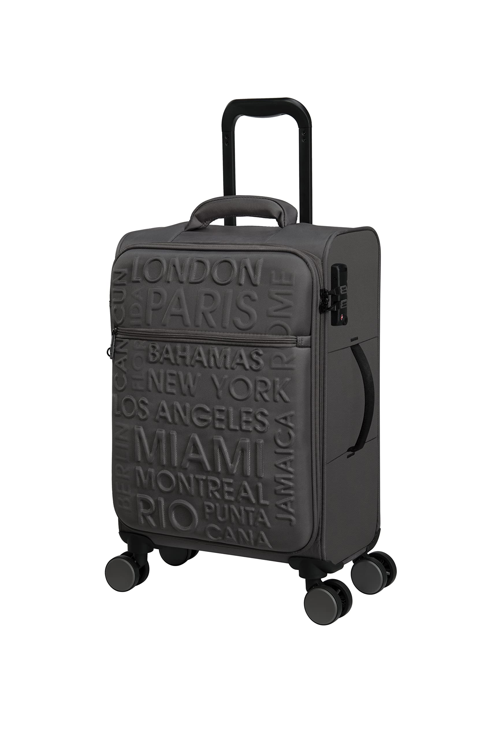 Citywide Charcoal Grey Cabin-55cm Softsided 8 Wheel Trolley Bag with TSA Lock-image-8