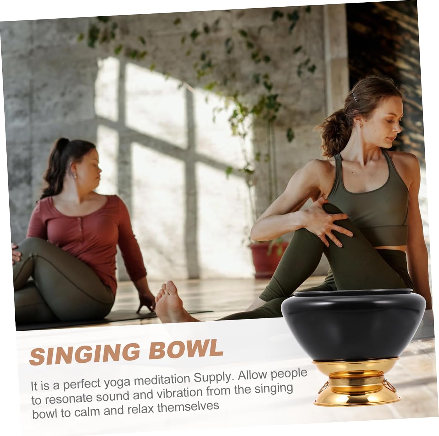 Black Copper Tibetan Singing Bowl for Meditation Small Size Yoga Sound Bowl Set Mallet for Mindfulness and Relaxation