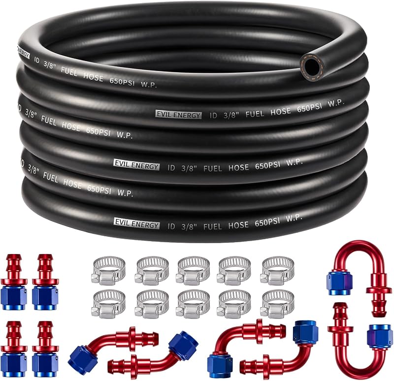 Kit de Mangueira de Combustível EVIL ENERGY 6AN 3/8" com Conexões Push-On – 6,10 m, 20 peças