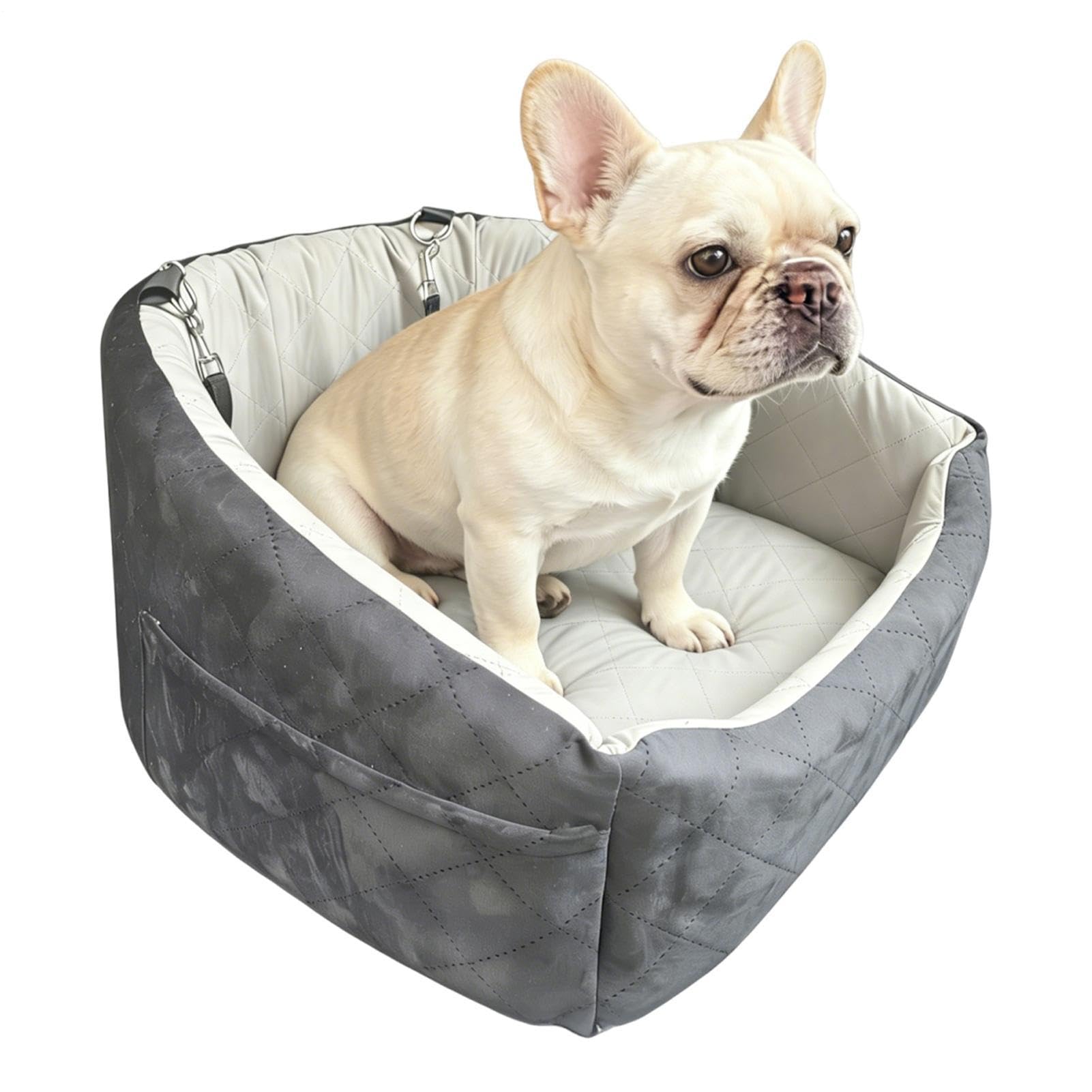 Asiento De Coche Para Mascotas con Bolsillo para Cinturón y Base | Elevador Trasero Para Perros para Cachorro Gato Mascota Pequeña Mediana SUV Berlina Furgoneta Vehículo