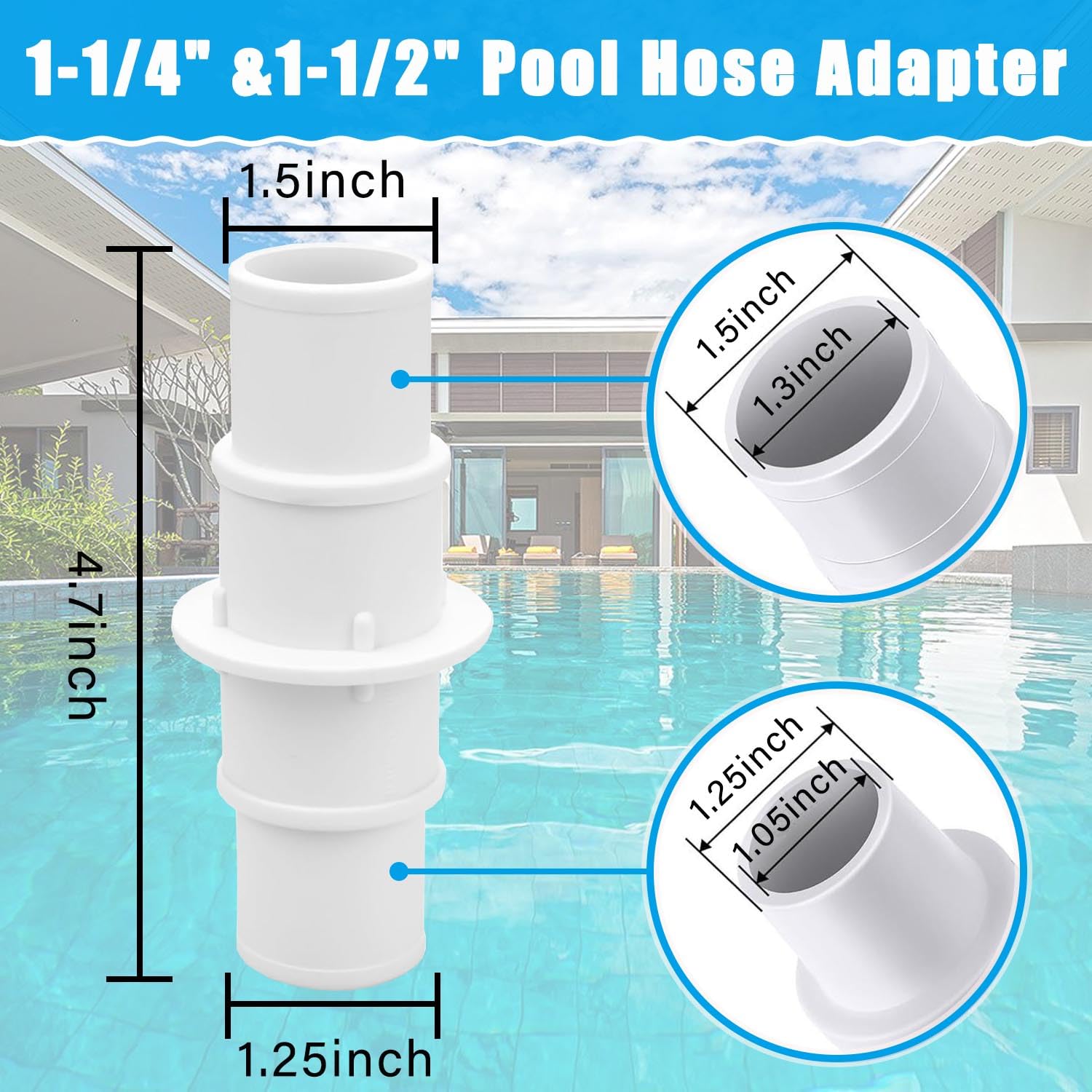Kardeep Poolschlauch-Adapter-T-Stück – 3,8 Cm Auf 3,8 Cm, Perfekt Für Filterpumpe & Poolsauger