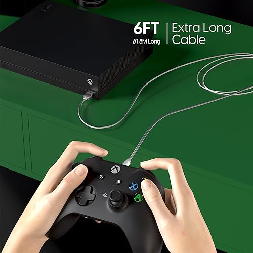 Miniatura 3 de TALK WORKS 14095 - Cable de carga compatible con controladores de juegos Xbox One, cable de carga micro USB trenzado de nailon de 6 pies, carga