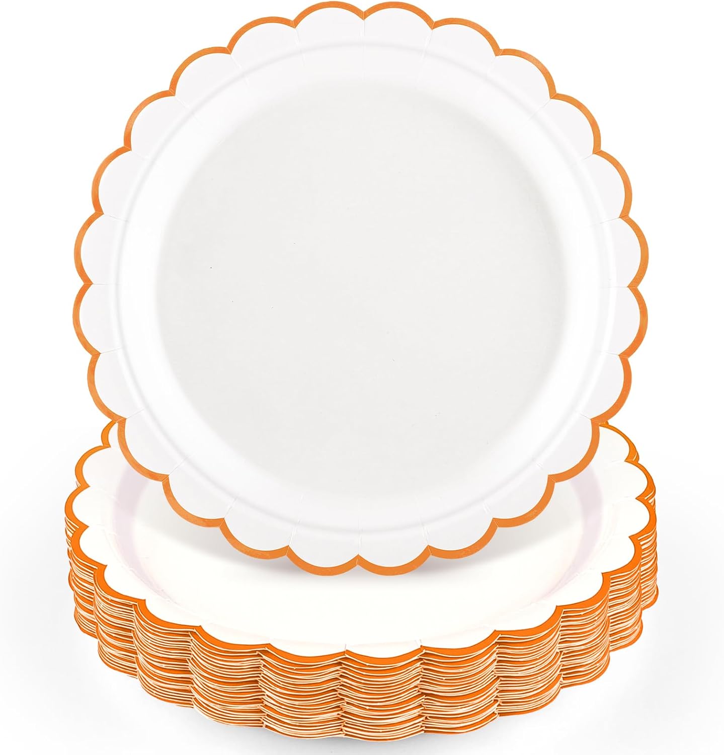  30Pcs Orange Paper Plates Scalloped Fall Dessert Cake Plate