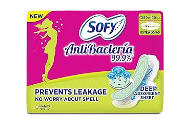 Sofy Anti Bacteria Extra Long Sanitary Pads (Pack of 30 Pads)