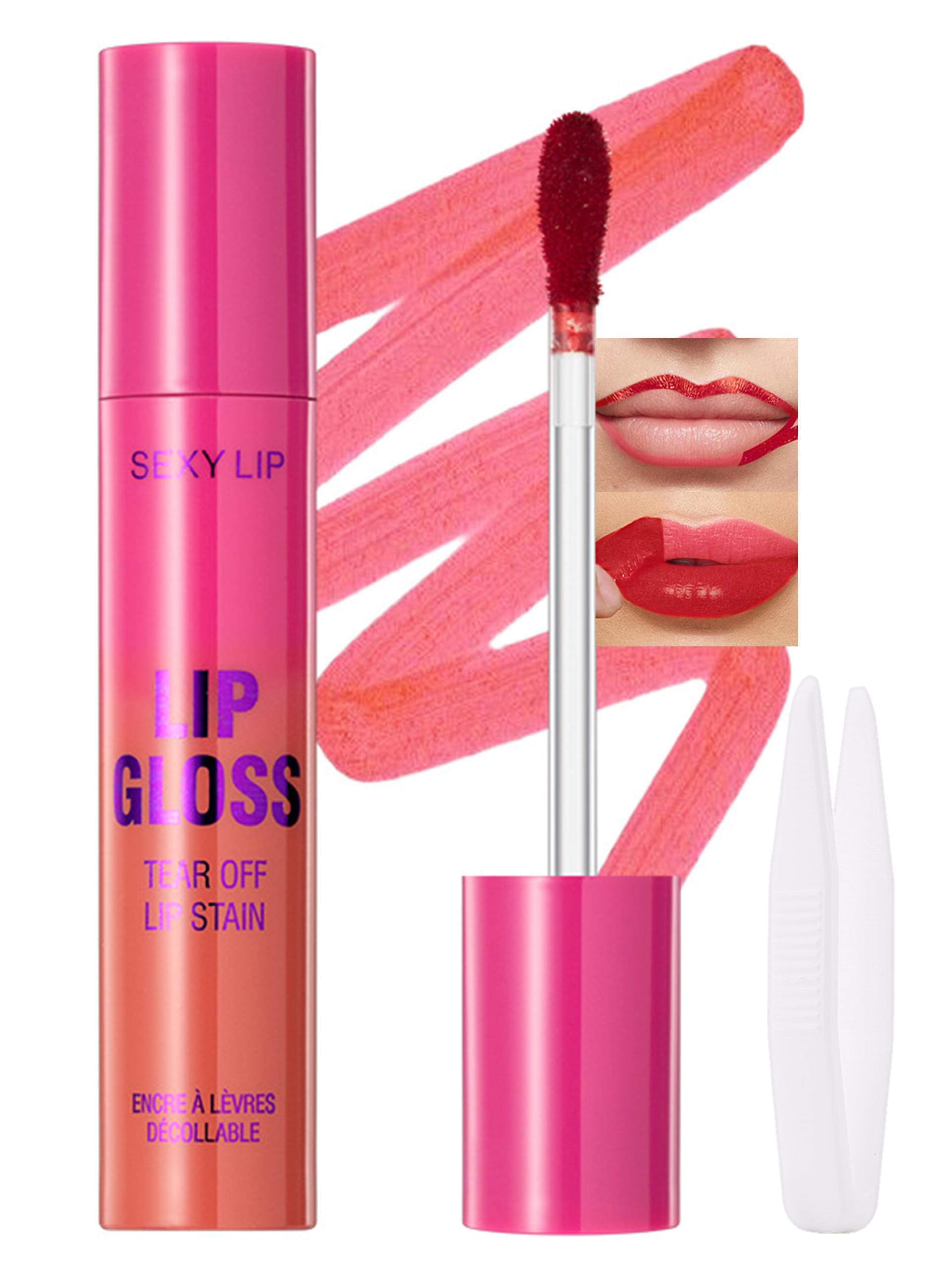 Erinde Matte Lip Stain Peel Off, Waterproof Long Lasting Lip Colour with Tweezer