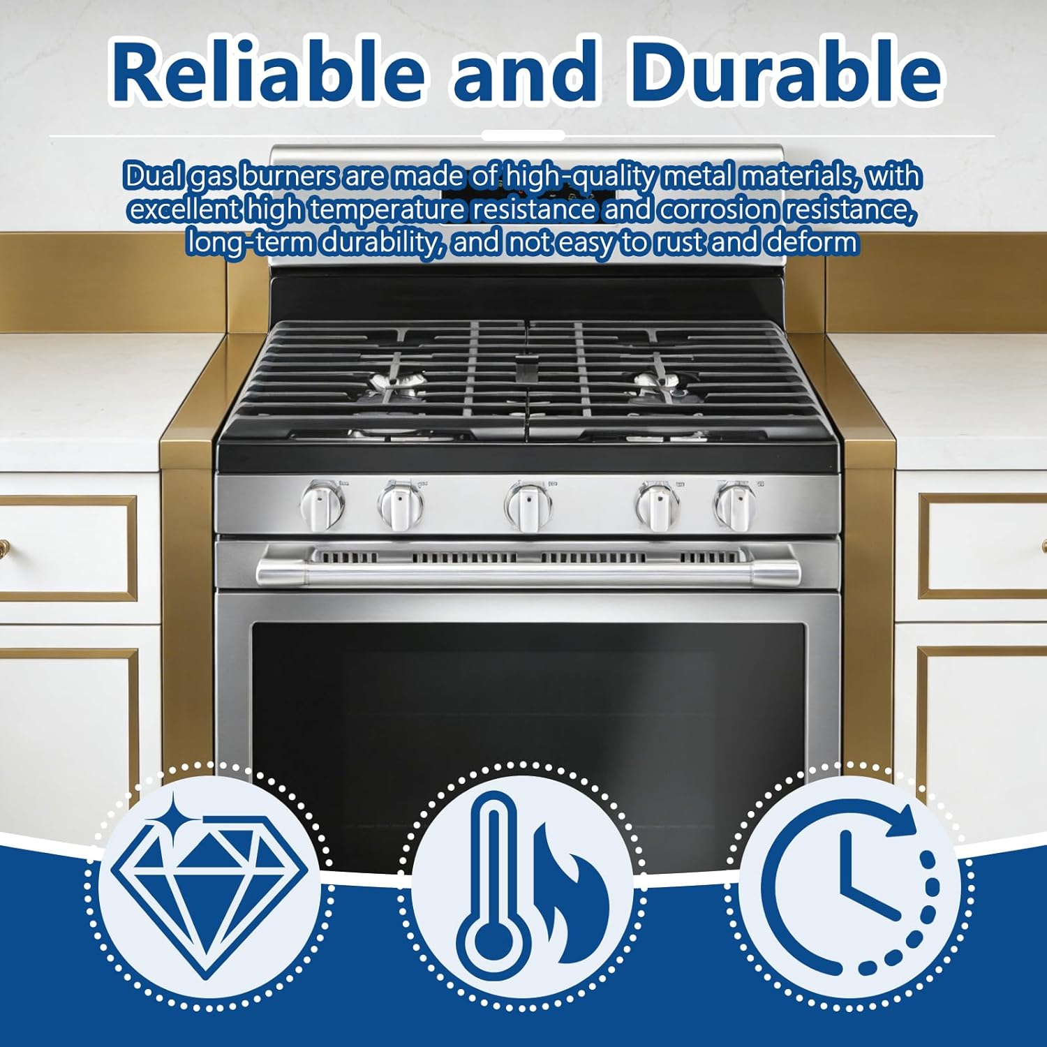 2 Pack 3412A004-19 Top Double Burner Head Gas Burner Replacement for Maytag Magic Chef Replace 3412A004-19 W10124421 1430218 Y0300248