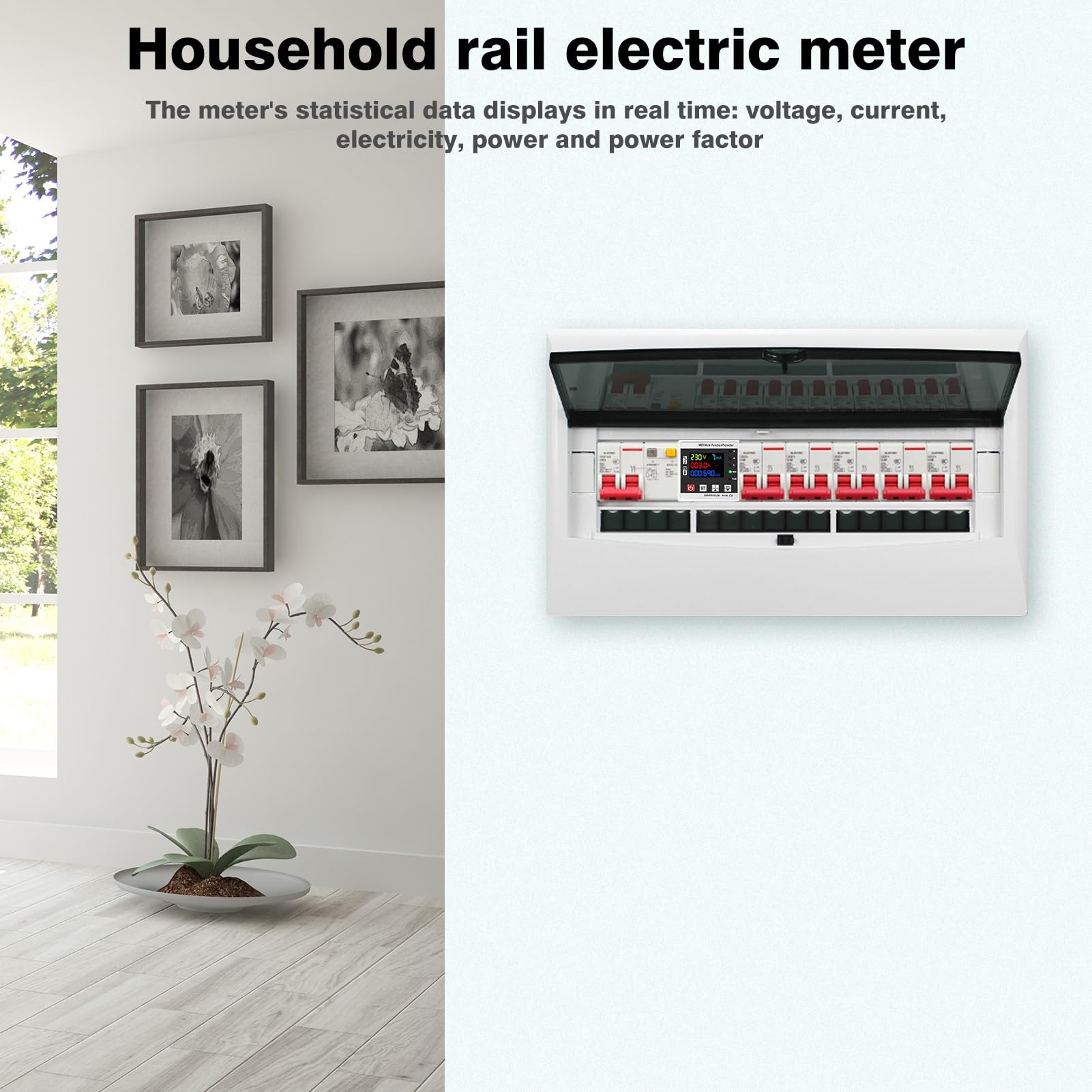 DEWIN Contatore Energia Elettrica WiFi,63A 220V Protettore di Sovratensione e Sottotensione Misuratore Energia Elettrica WiFi Scaricatore di Sovratensione 220V