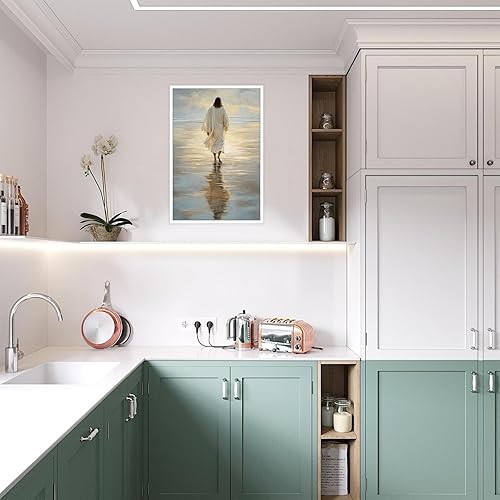 Miniatura 4 de Arte de pared de Jesús caminando sobre el agua, arte bíblico retro medieval, impresiones de pintura de retrato cristiano de Dios, pósteres de lienzo