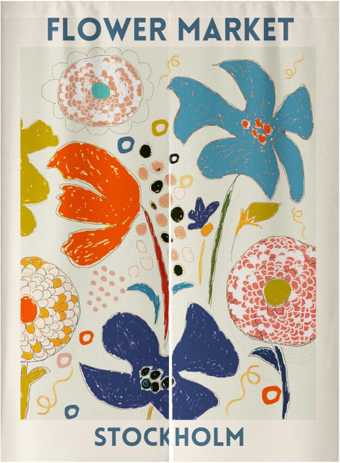 のれん シンプル おしゃれ カラー15 北欧 85x150cm アジアン モダン 抽象 花 インテリア雑貨 間仕切り フローラル 目