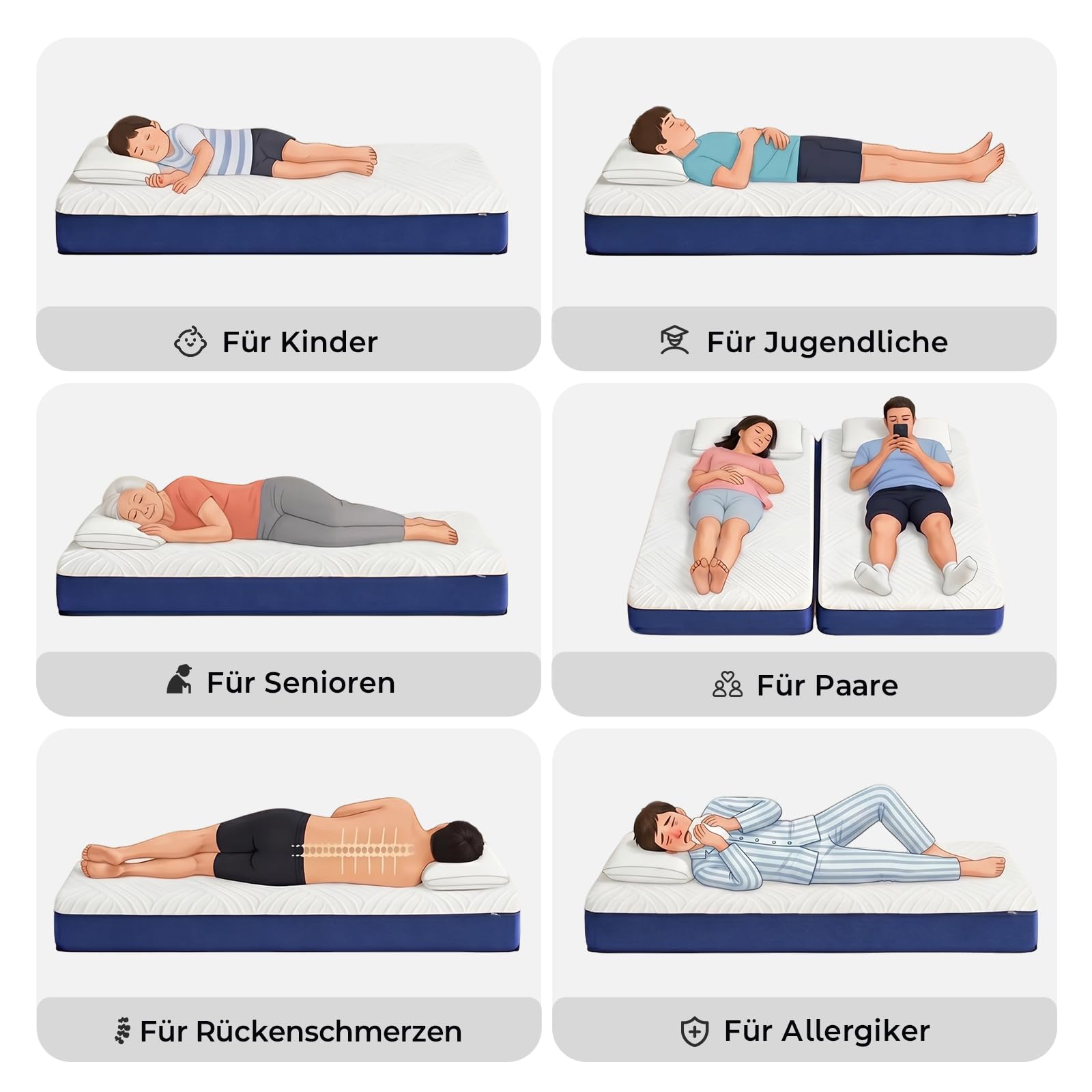 Schaum Matratze 90x200 cm Orthopädische 7-Zonen Kaltschaummatratze, Härtegrad 3 (H3), Öko-Tex Zertifiziert, Höhe 18 cm, 3-in-1 Ergonomische Rollmatratze | Öko-Tex 3-in-1 Ergonomische Kaltschaummatratze Hypoallergen Antibakteriell Bezug Abnehmbar Waschbar