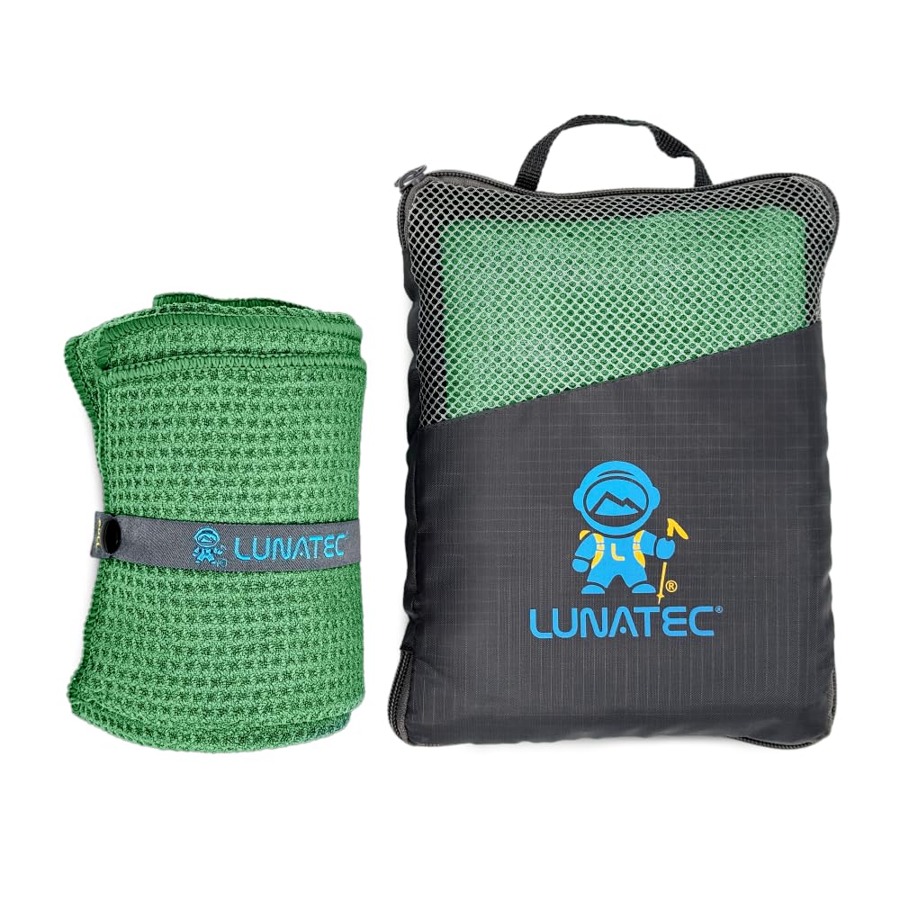 Lunatec Premium Waffle Weave Microfiber Travel Towel. Quick Drying Travel Essential Camping Towel.