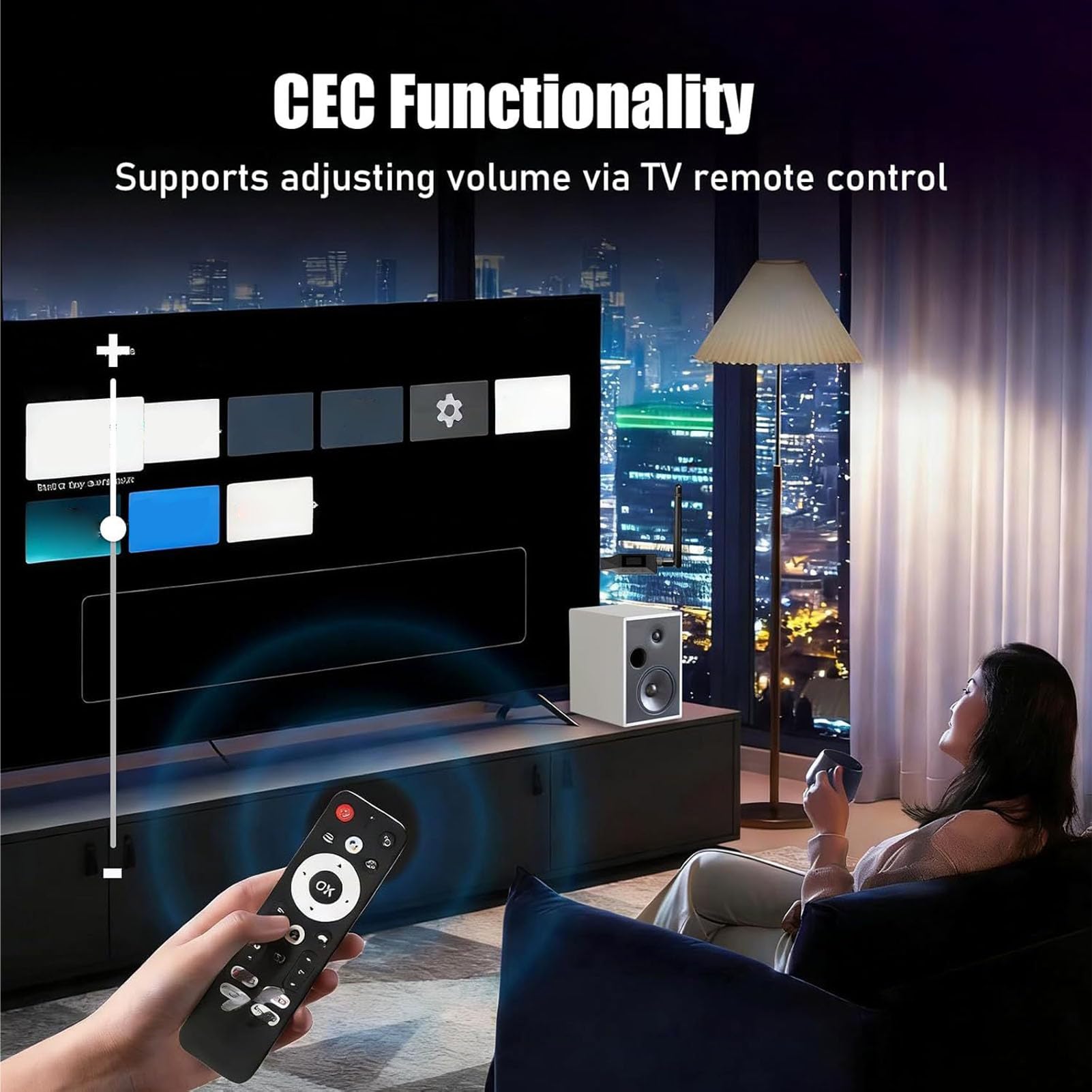 LICAEVEY Transmisor EARC ARC a Bluetooth, Adaptador de Audio AptX de Baja Latencia 24 bits 48KHz con Control de Volumen CEC para 2 Altavoces de Auriculares