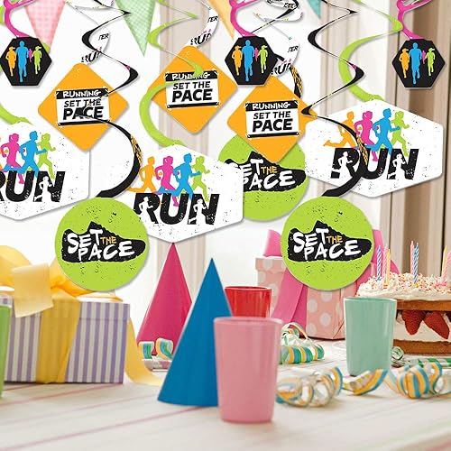 Miniatura 3 de Big Dot of Happiness Set the Pace - Decoraciones para correr - Decoraciones de fiesta - Serpentinas colgantes para fiestas - Pista, Cross Country,