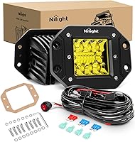 Vista 10 de Nilight Cápsulas de luz LED de montaje empotrado, 2 unidades de 42 W, color blanco ámbar, 3 modos de iluminación, luces antiniebla, haz combinado