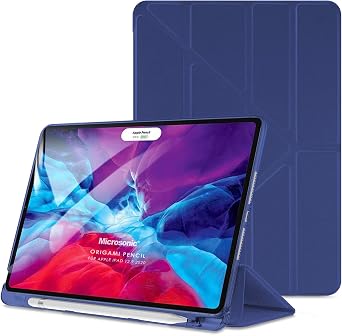 Microsonic Apple iPad Pro 12.9`` 2022 6. Nesil i in K l f A2436-A2764-A2437-A2766 Origami Pencil Lacivert [iPad Pro 12.9 2022 ile Uyumlu K l f - Lacivert]
