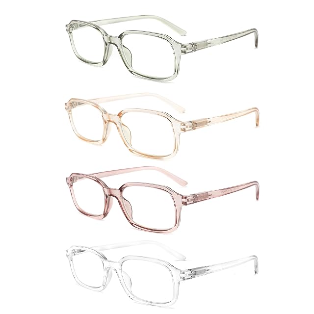 Milch cow Reading Glasses 4 Pack Computer Readers for Women Men Spring Hinges Blue Ray Filters Eyeglasses Readers
