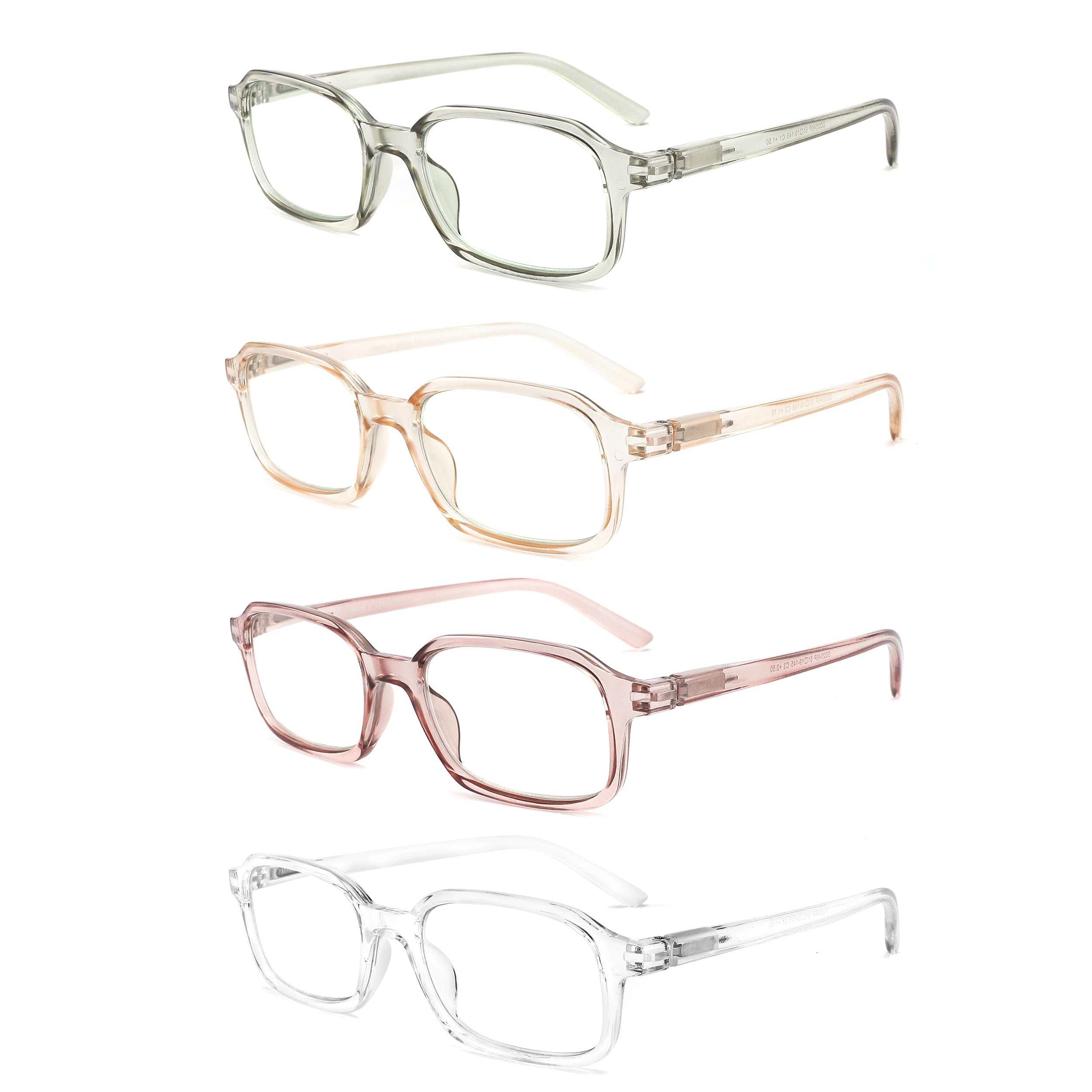 Milch cow Reading Glasses 4 Pack Computer Readers for Women Men Spring Hinges Blue Ray Filters Eyeglasses Readers