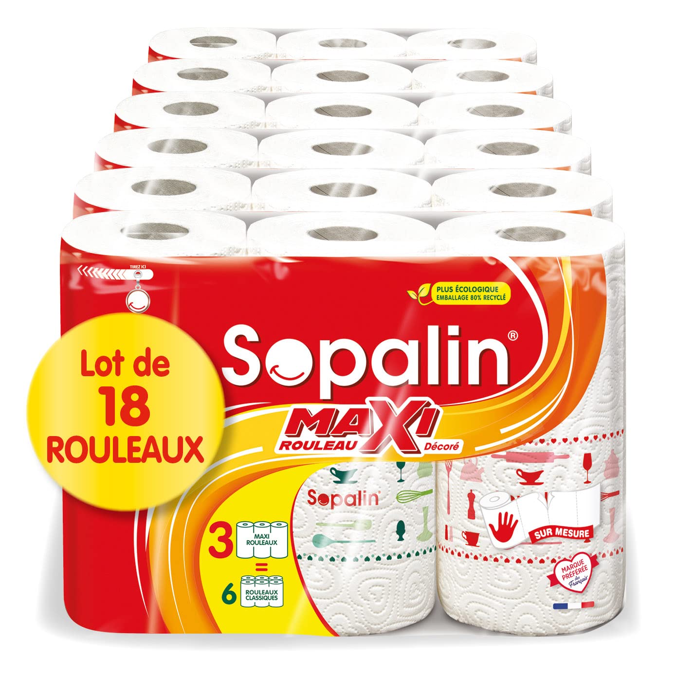 Sopalin Maxi Expert - 4 Bobines Géantes - 1 Bobine = 10 Rouleaux Classiques - Idéal Bricolage Et Ménage