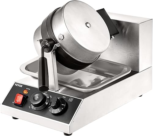 Miniatura 11 de VEVOR Máquina de gofres comercial, plancha redonda de gofres de 1300 W, máquina para hacer gofres giratoria antiadherente con rango de temperatura