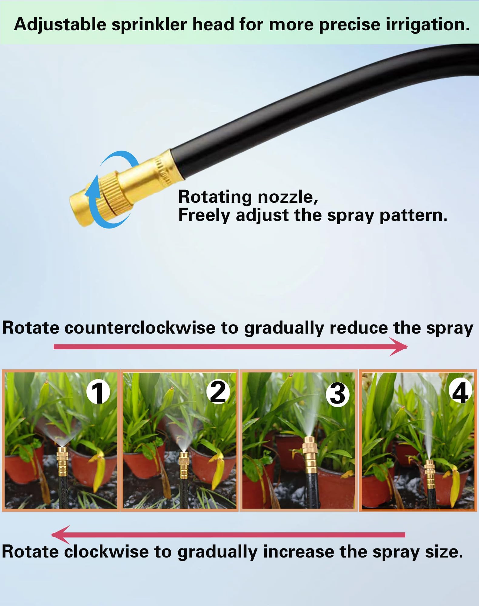 Système d'Irrigation Goutte-à-Goutte Arrosage Automatique Jardin Arroseur 360° Réglable Buse Brumisation Haute Performance Plantes Pot Balcon