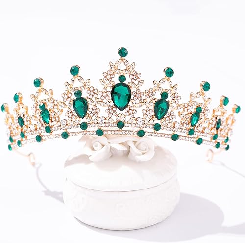 Miniatura 2 de FORSEVEN Tiaras y coronas de cristal para mujer, accesorios para el cabello de corona de princesa para bodas y cumpleaños, diadema de diamantes de