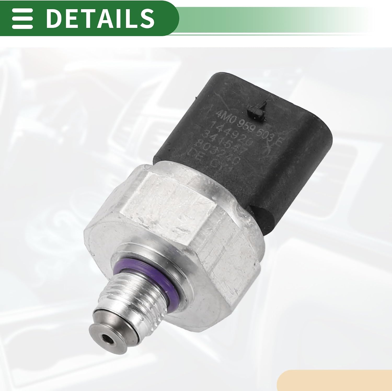 Motoforti A/C Pressure Switch Sensor, Car Air Conditioning Refrigerant Pressure Transducer, for Audi Q7 (4MB) 2015-2019, Metal, Silver Tone