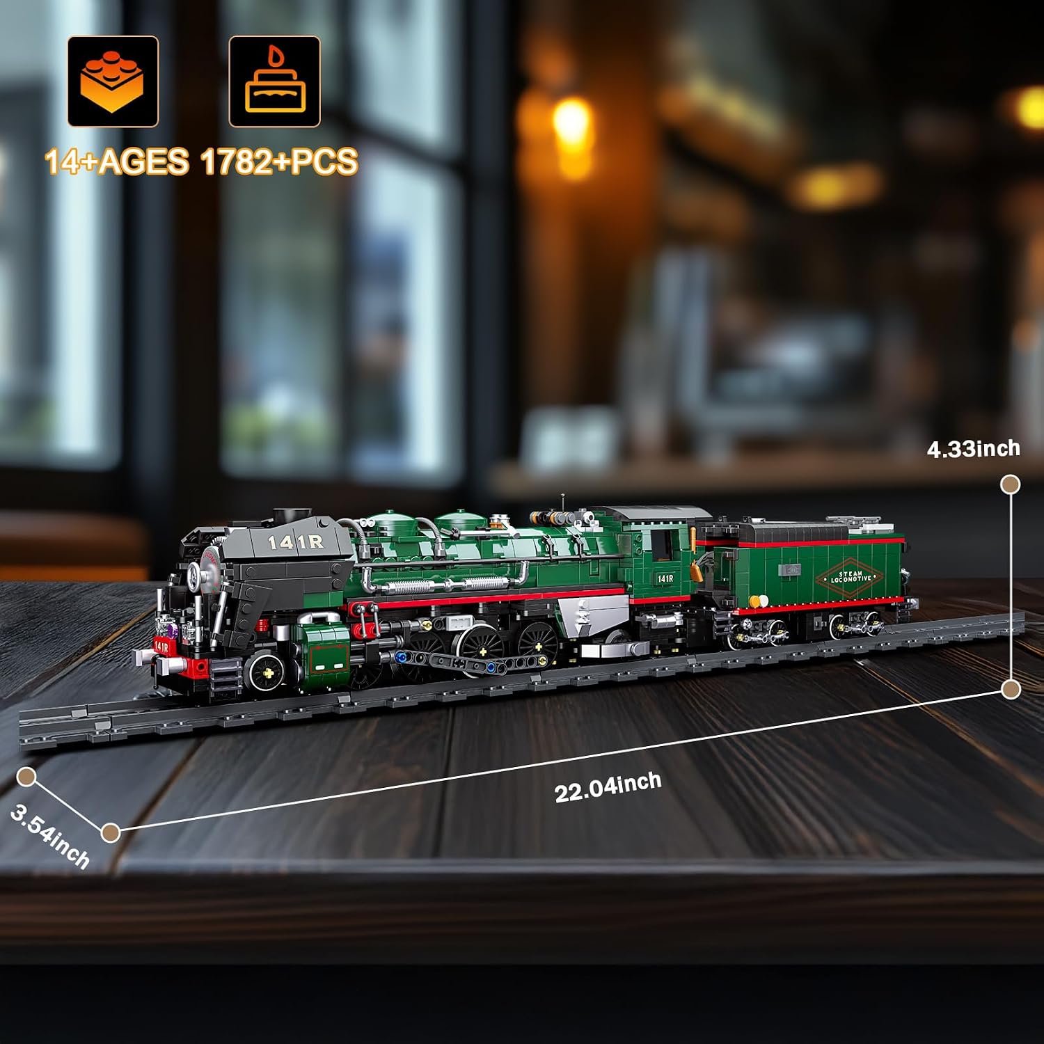NUTCRACKER 141R Vintage Steam Train Building Blocks Set, Classic Train Model Building Kit, Construction Brick Education Learning Toys Birthday Gift for Adult Boys Teenagers 14+ (1782 Pieces)