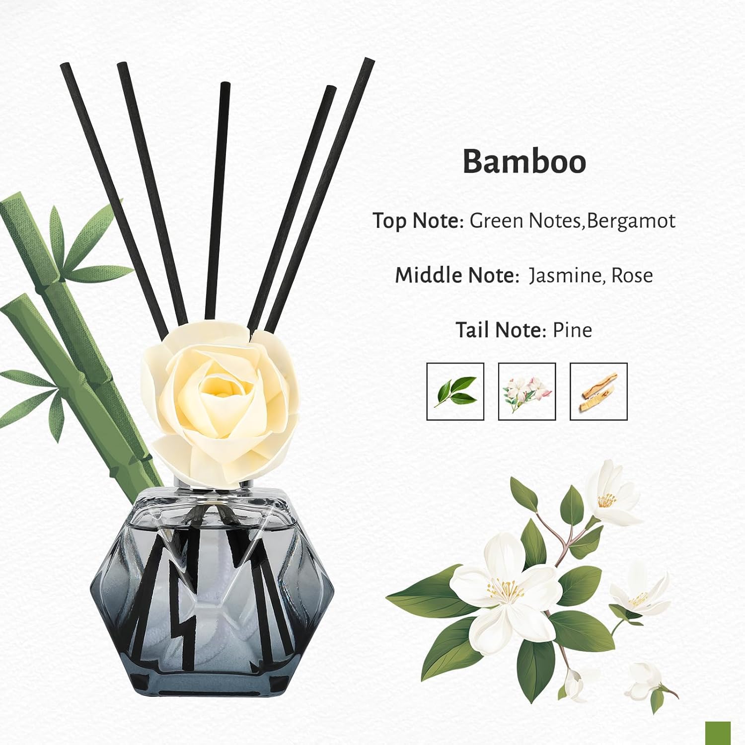 Brakula Reed Diffuser Set, 6.09 fl oz (180 ml)-Bamboo with 8 Reed Sticks, Home Fragrance Reed Diffuser for Bathroom Shelf Decor - Image 2