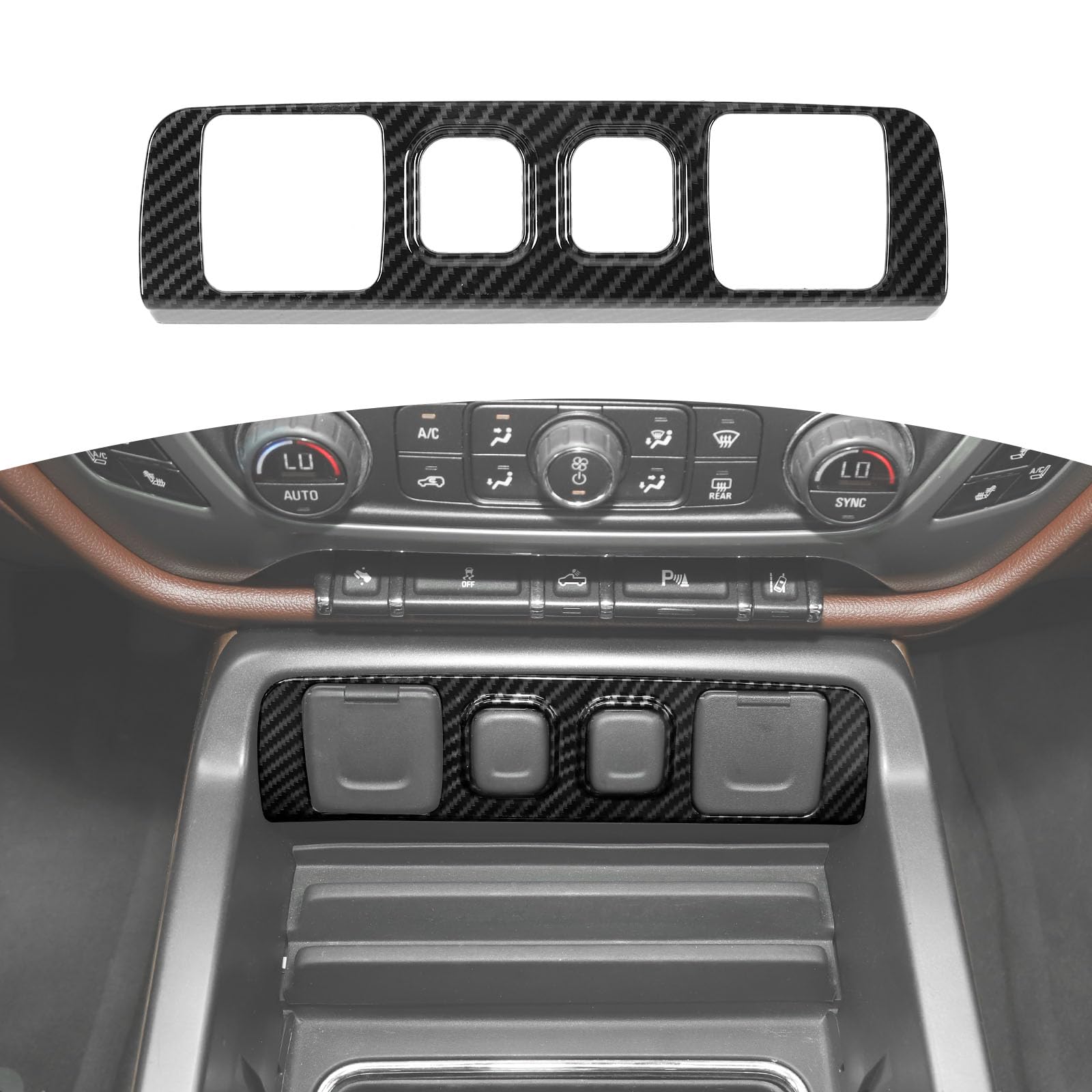 RT-TCZ for Silverado Carbon Fiber Center Console Control Cigarette Lighter Socket Panel Trim Cover for Chevy Silverado/GMC Sierra 2014-2018 Black Carbon Fiber Grain Interior Accessories : Automotive