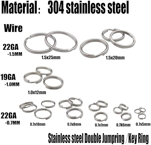 Miniatura 3 de 600 anillos de acero inoxidable para saltar de doble bucle, mini conectores para hacer joyas, collares, pulseras y aretes (0.028 x 0.197 in-12648)