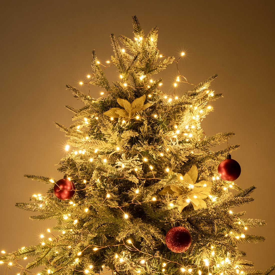 10m 300 LED luci a grappolo bianco caldo, con filo di rame e telecomando, luci per albero di Natale, per interni ed esterni, giardino, camera da letto, terrazza.