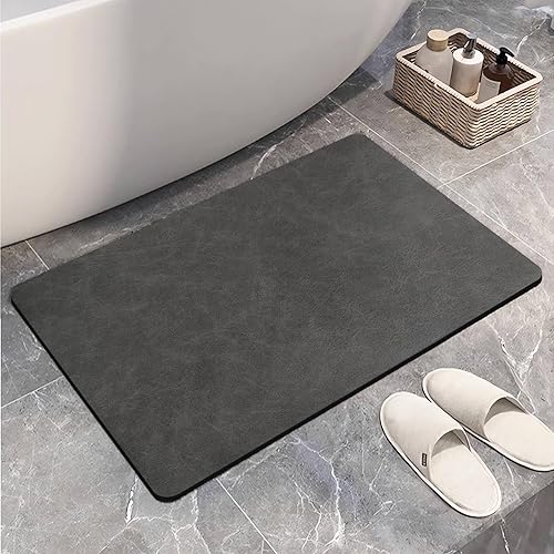 Tapete de baño de secado rápido, tapete de baño de diatomita, súper absorbente, antideslizante, lavable, parte inferior de goma duradera, para baño,